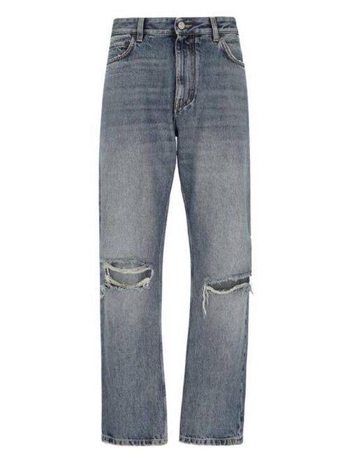 Balenciaga Vintage Effect Denim Straight Jeans Blue