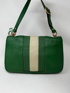 GUCCI Pebbled Calfskin Web Blondie Hobo Green B20-87