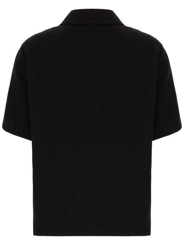 Fendi Cady Jersey Silk Polo Shirt Black