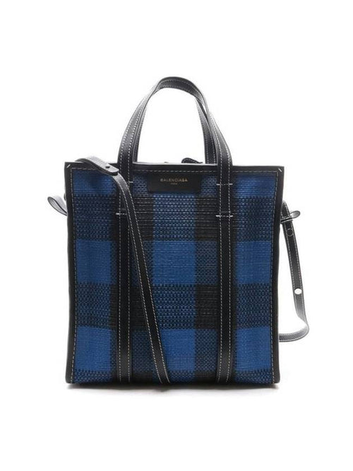 Balenciaga Bazar Check Tote Bag Blue