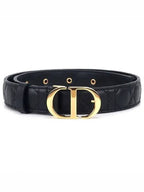 30MM Montaigne Cannage Calfskin Belt Black Dior