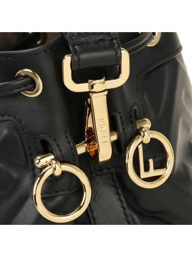 Fendi Mon Tresor FF Motif Leather Mini Bucket Bag Black