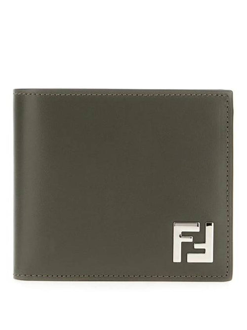 Fendi FF Square Leather Bi-Fold Half Wallet Green