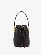 Fendi Mon Tresor FF Motif Leather Mini Bucket Bag Black