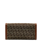 Fendi Zkino Long Wallet 8M0000 Beige Brown Canvas Leather Ladies Fendi