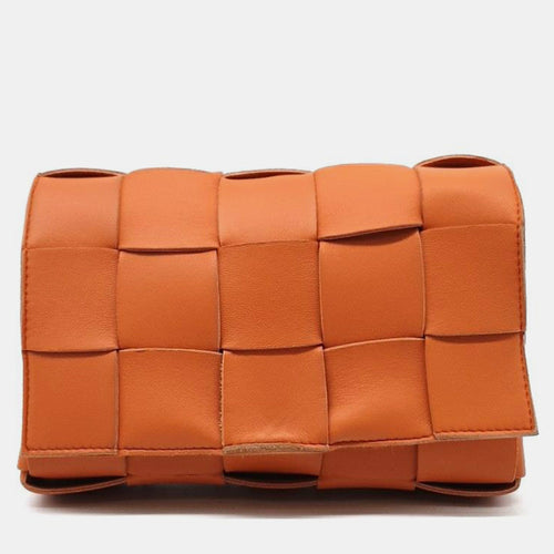 Bottega Veneta Orange Leather Cassette Shoulder Bag