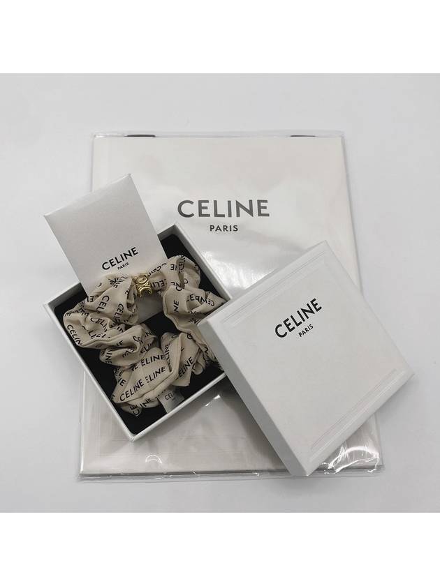 CELINE Rayure Bracelet Slik Scrunchy Gold White