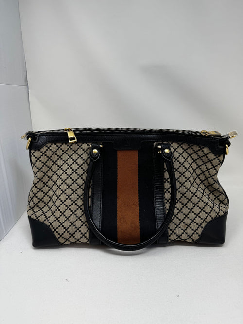 Gucci | Bags | Gucci Diamante 2way Beigeblackbrown Ladies Canvas Leather Tote Bag BJ1-11
