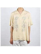 CELINE Hawaiian Embroidered Short Sleeve Shirt Beige