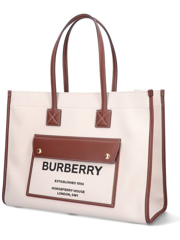 Burberry Medium Two-Tone Canvas and Leather Freya Tote Bag Natural Tan