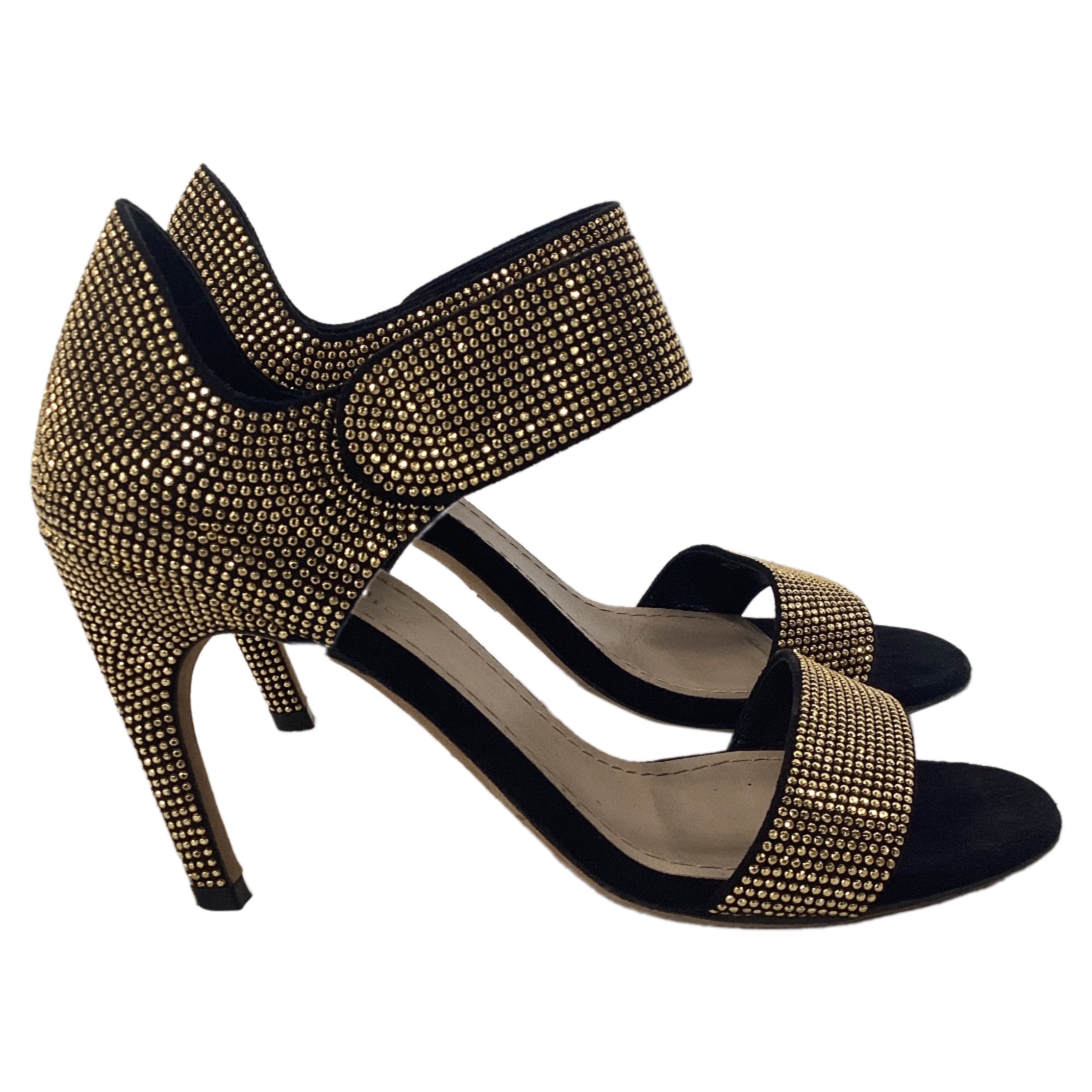 Dior Stud Embellished Couture Choc Ankle Strap Sandals in Black Suede