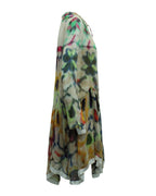 Chloe Tie Dye Print Peasant Dress in Multicolor Silk