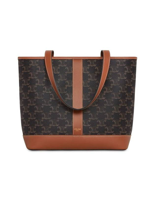 CELINE Triomphe Canvas Calfskin Tote Bag Brown Black