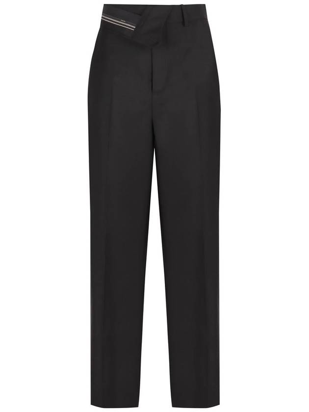 Fendi Mohair Wool Carrot Fit Straight Pants Black