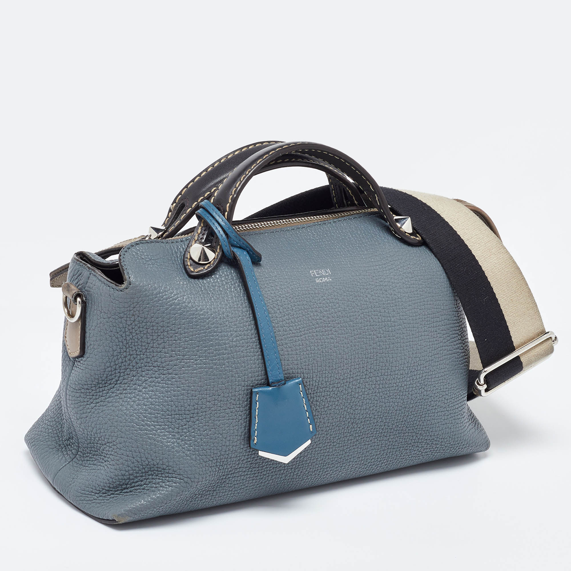 Fendi Blue/beige Leather Medium By The Way Bag