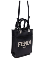 Fendi Sunshine Shopper Small Leather Tote Bag Black