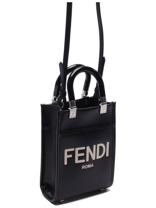 Fendi Sunshine Shopper Small Leather Tote Bag Black