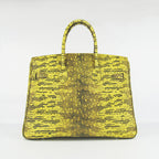 Hermes Birkin 35cm Lizard Pattern Handbag 6089 Yellow/Silver