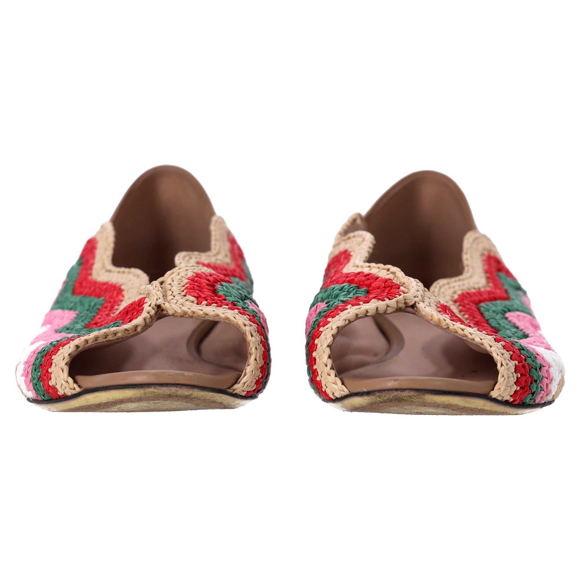 Fendi Chameleon Waves Flats in Multicolor Raffia