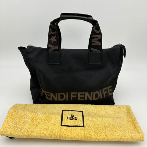 Fendi Logo Nylon Mini Totebag Black YVEAE741