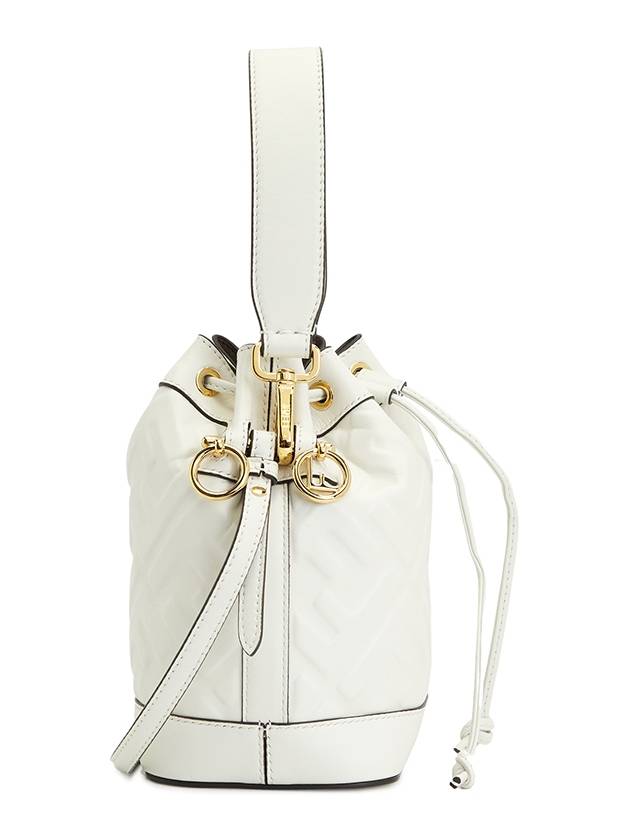Fendi Mon Tresor FF Motif Leather Mini Bucket Bag White
