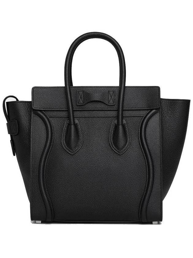 CELINE Drummed Calfskin Micro Luggage Tote Bag Black