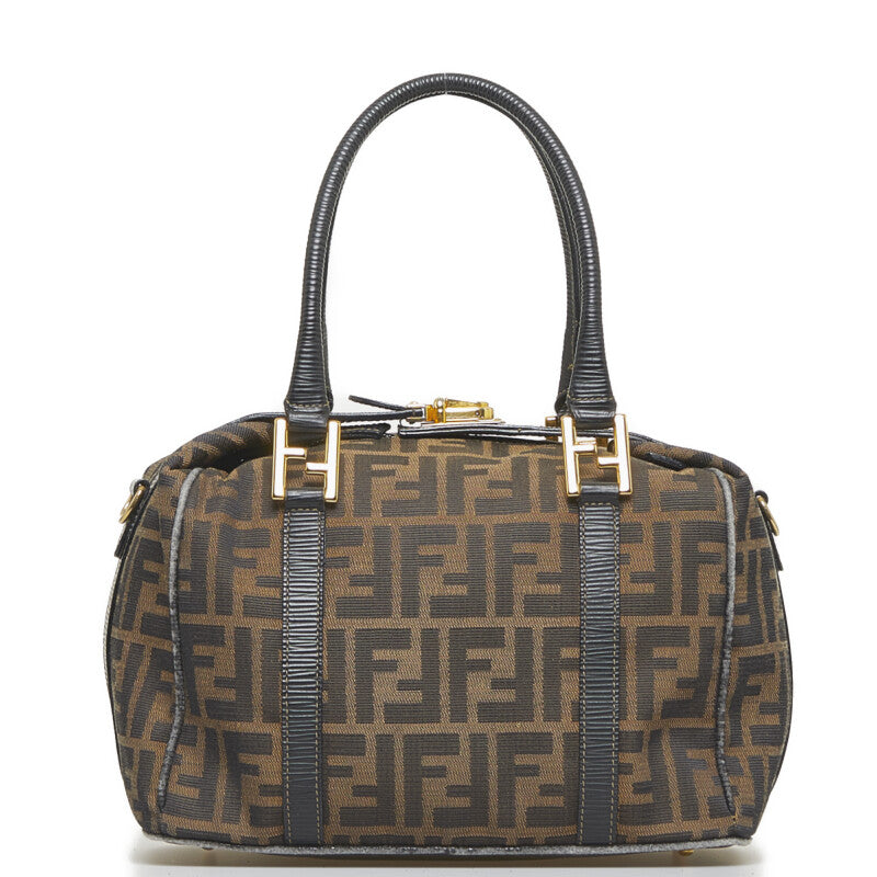 Fendi Fendi Zuka Shoulder Bag Canvas/Leather Brown Ladies