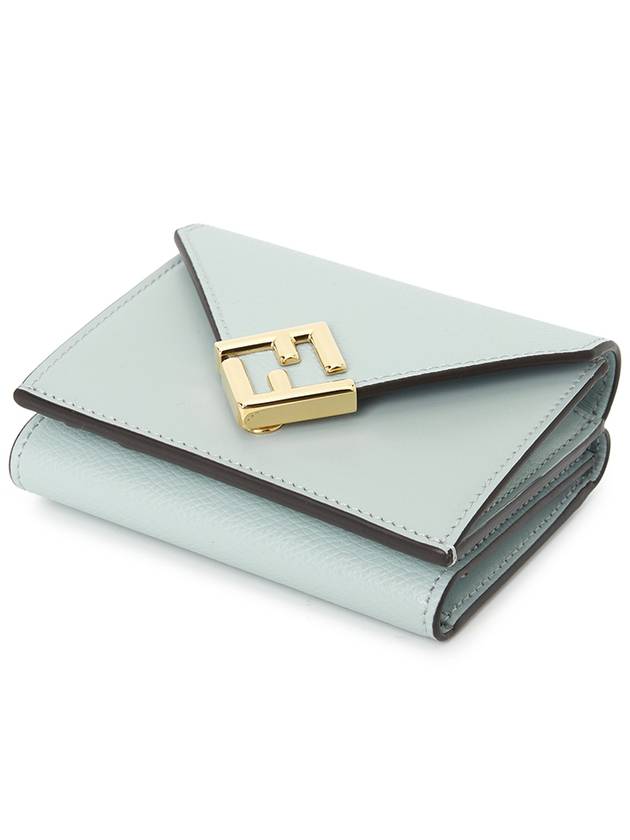 Fendi FF Diamond Calf Leather Half Wallet Light Blue