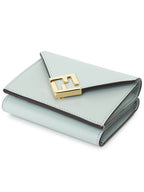 Fendi FF Diamond Calf Leather Half Wallet Light Blue