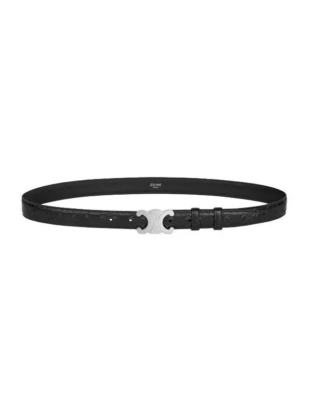 CELINE Triomphe Buckle Leather Belt Black