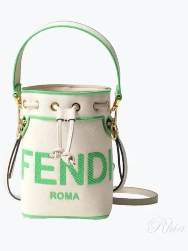 Fendi Roma Mon Treso Mini Canvas Bucket Bag Green