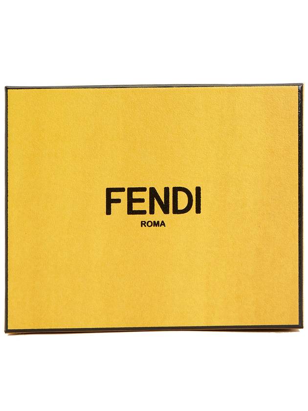 Fendi FF square leather card wallet beige