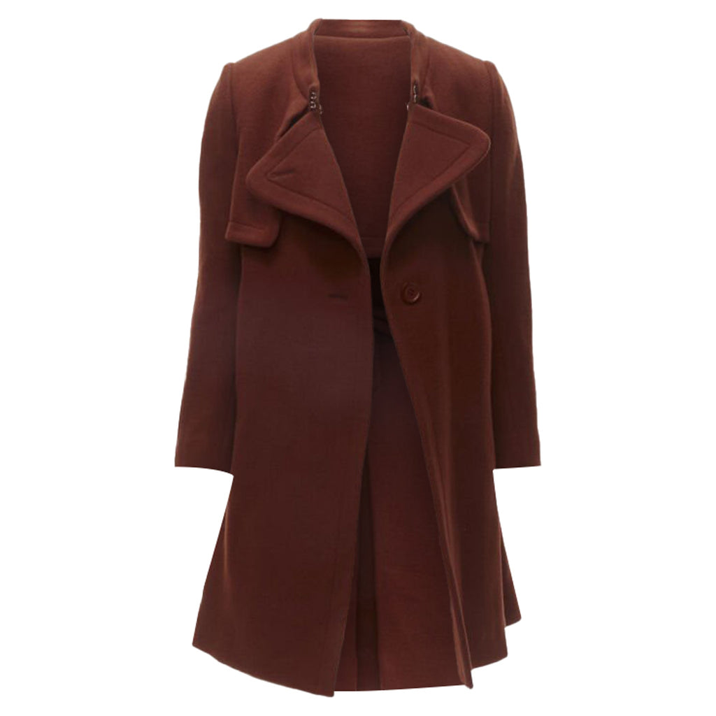 Chloe brick wool toggle belt long coat