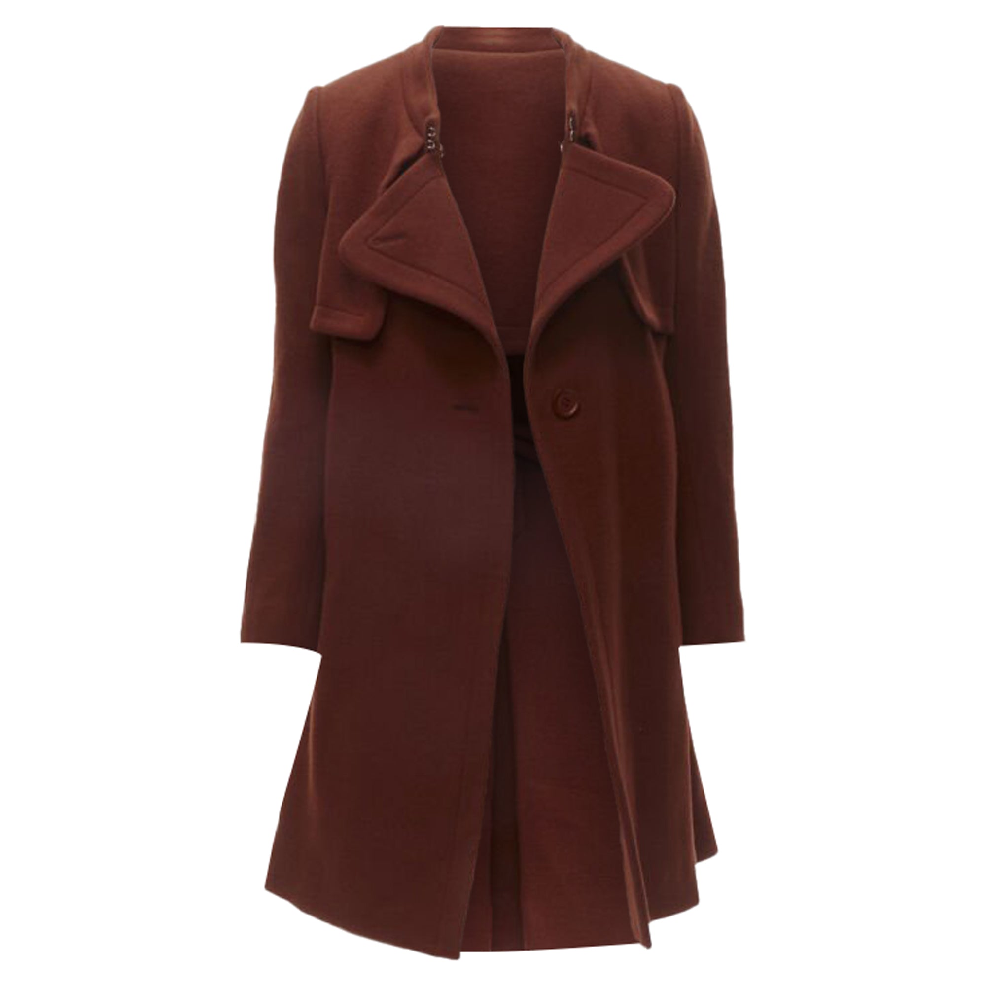 Chloe brick wool toggle belt long coat