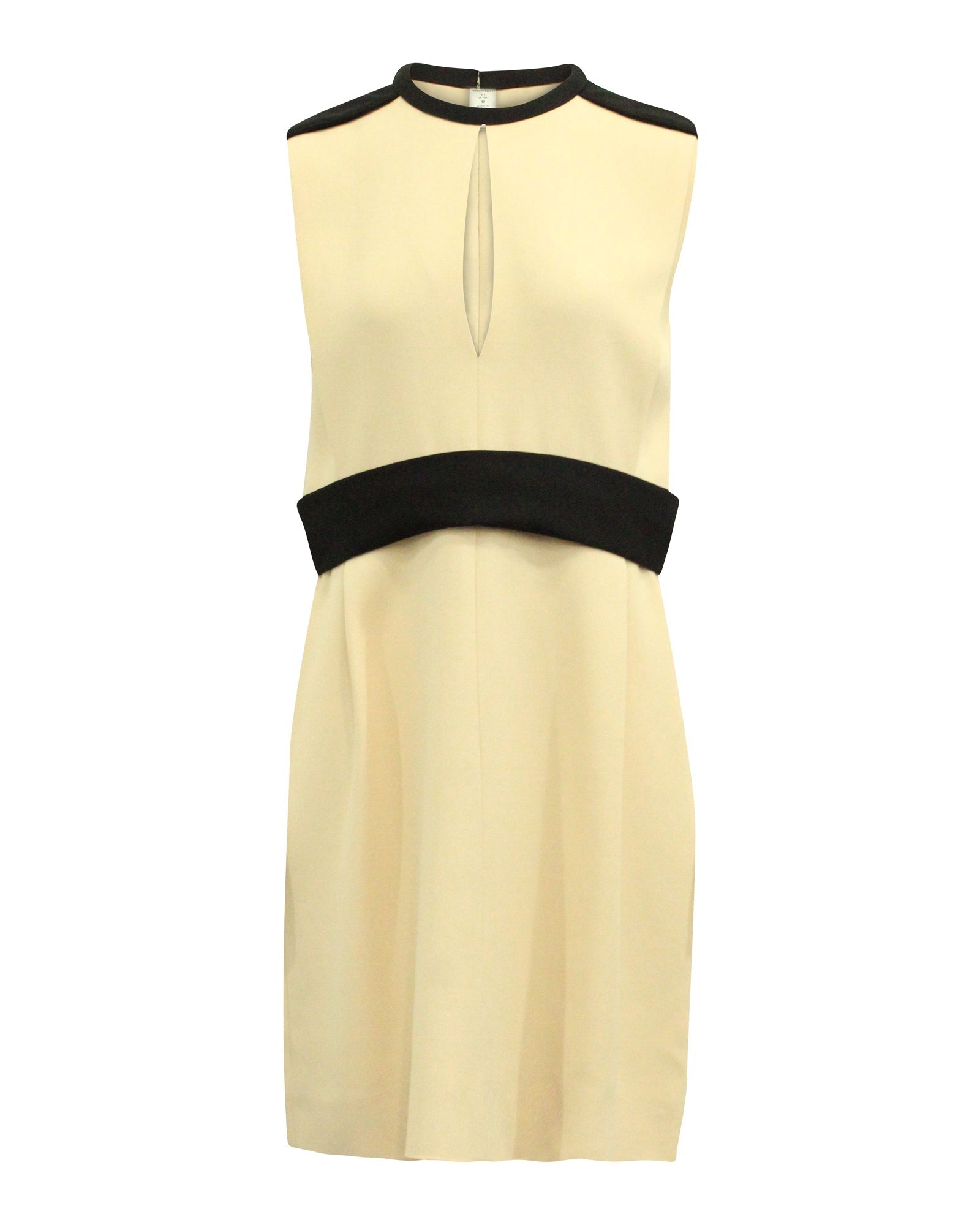 Chloe Two-Tone Sleeveless Keyhole Dress in Beige Viscose