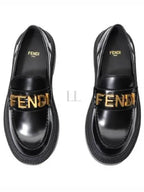 Fendi Graphy Logo Leather Loafers Black