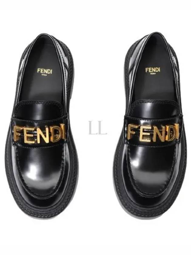 Fendi Graphy Logo Leather Loafers Black