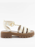 CELINE Triomphe Clea Gladiator Chunky Sandals White