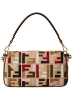 FENDI Baguette FF Canvas & Leather Shoulder Bag