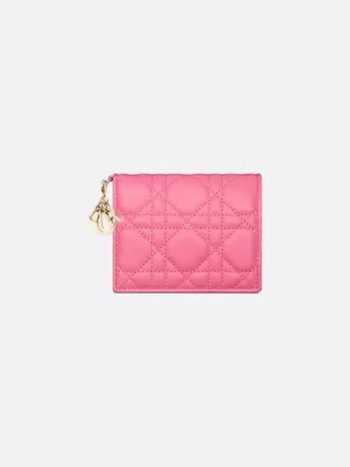 Lady Cannage Small Lambskin Half Wallet Candy Pink Dior
