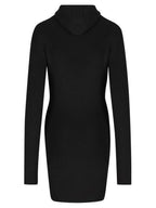 Fendi Long Sleeve Hooded Wool Silk Short Dress Black