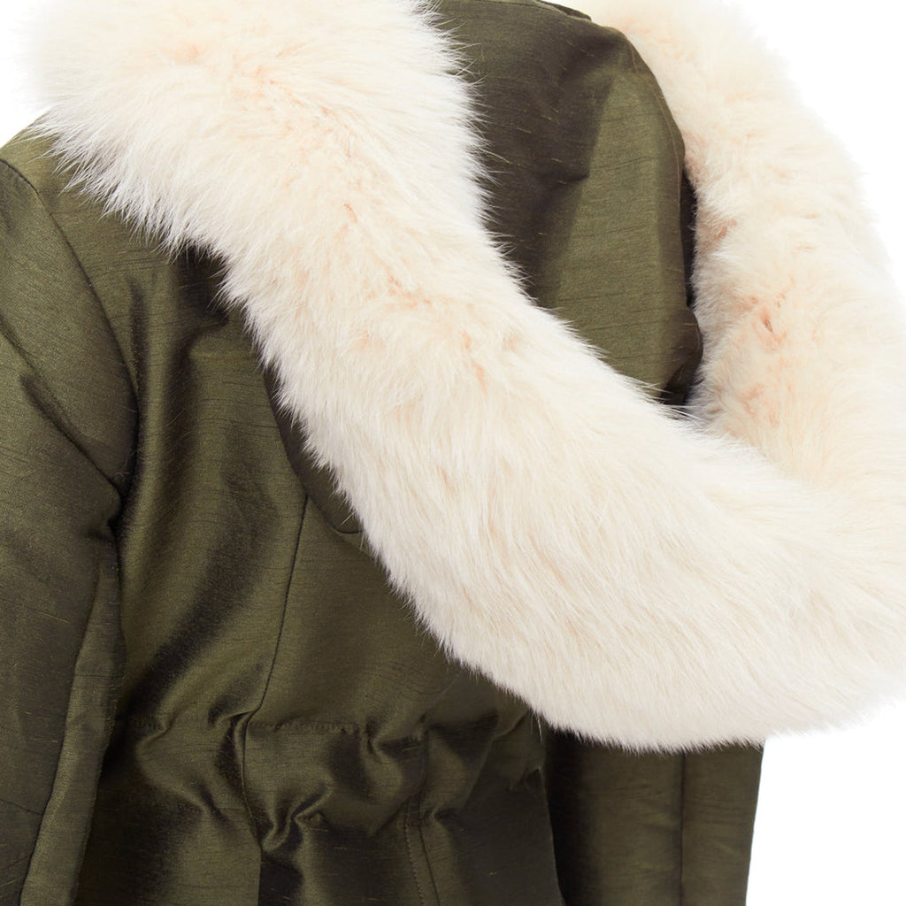 Dior military fur hood belted coat