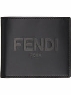 Fendi Logo Stamp Half Wallet Black