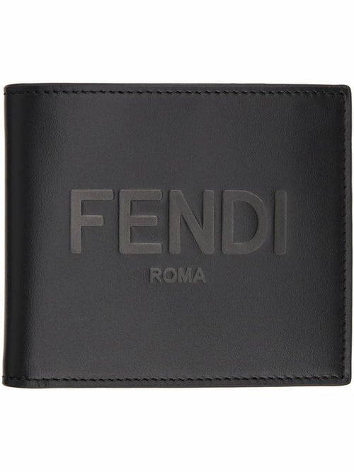 Fendi Logo Stamp Half Wallet Black