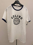CELINE Blason Loose Cotton Jersey Short Sleeve T-Shirt Off White