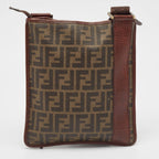 Fendi Zucca Coated Canvas And Leather Flat Messenger Bag