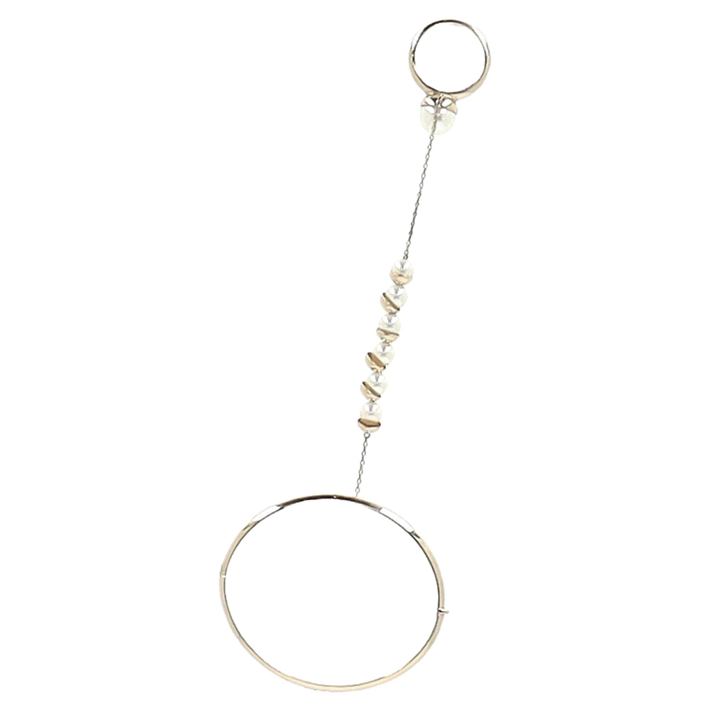 Dior Pearl Embellished Bracelet with Ring in Gold Metal