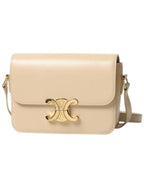 CELINE Teen Triomphe Shiny Calfskin Cross Bag Nude Light Beige