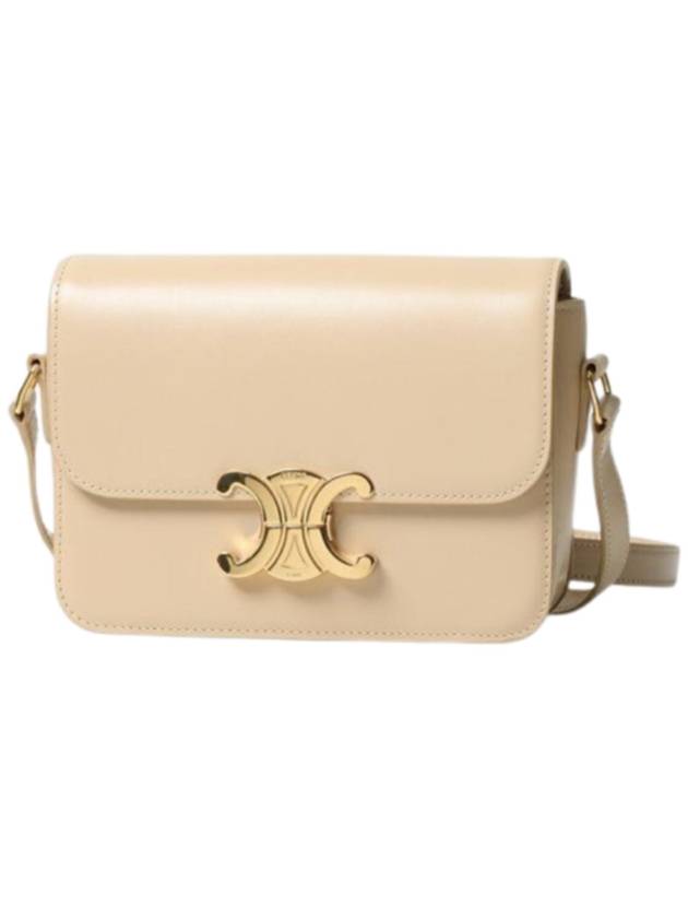 CELINE Teen Triomphe Shiny Calfskin Cross Bag Nude Light Beige