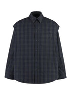 Balenciaga Checked Pattern Long Sleeve Shirt Grey